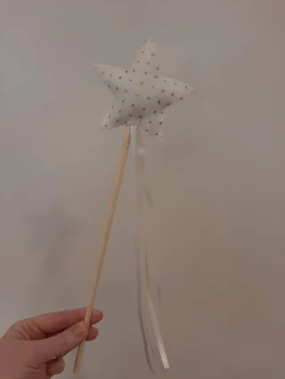 Finished felt star wand with ribbons